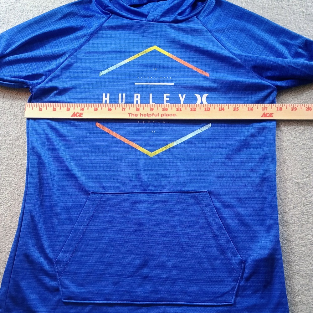 Hurley Boys H2O-Dri Hoodie Blue 14/16 Graphic Logo Lightweight Sweatshirt - Picture 5 of 8